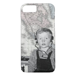 Boy With Crystal Radio Set Map Case-Mate iPhone Case