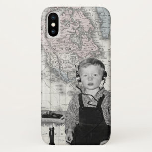Boy With Crystal Radio Set Map Case-Mate iPhone Case