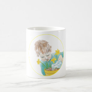 Boy With Daffodils Coffee Mug