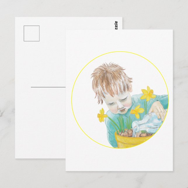 Boy With Daffodils  Postcard (Front/Back)