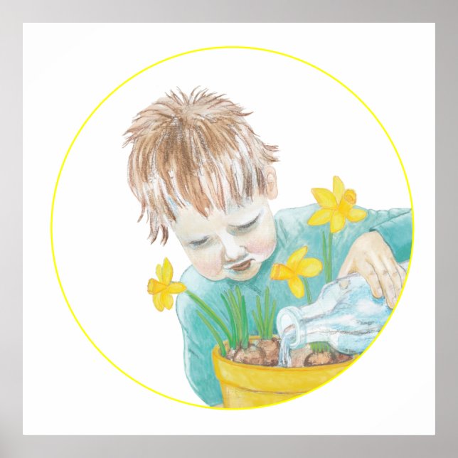 Boy With Daffodils Poster (Front)
