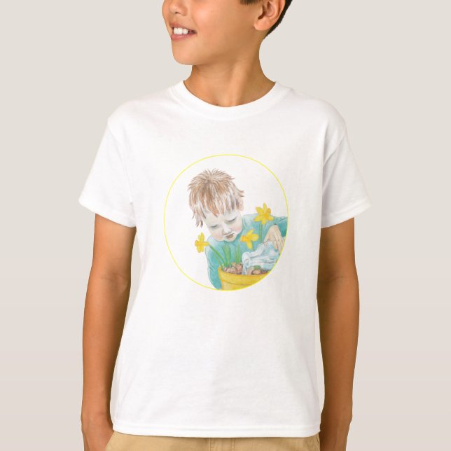 Boy With Daffodils  T-Shirt (Front)