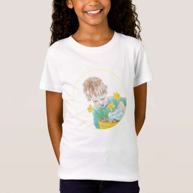 Boy With Daffodils  T-Shirt (Front)