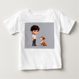 Boy with dog art baby T-Shirt