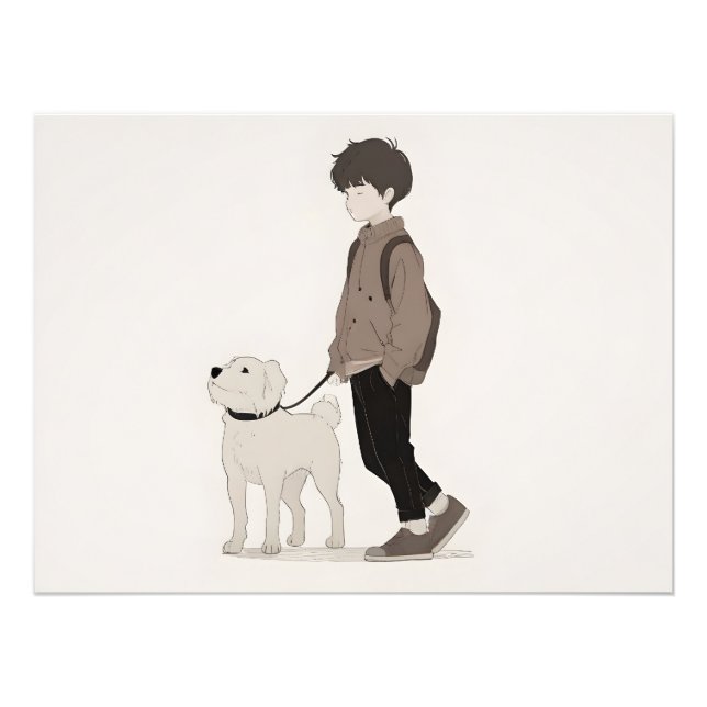 Boy with dog art photo print (Front)
