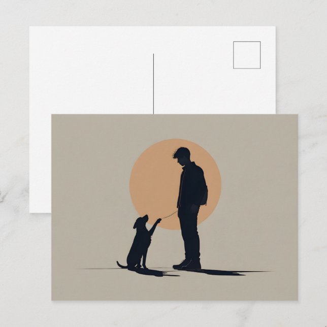 Boy with dog art postcard (Front/Back)