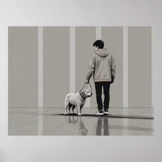 Boy with dog art poster (Front)