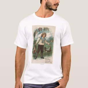 Boy with Easter Egg Basket Holding Egg T-Shirt