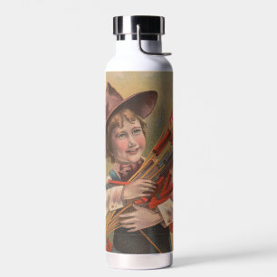 Boy with Fireworks, American Flag, Patriotic Print Water Bottle