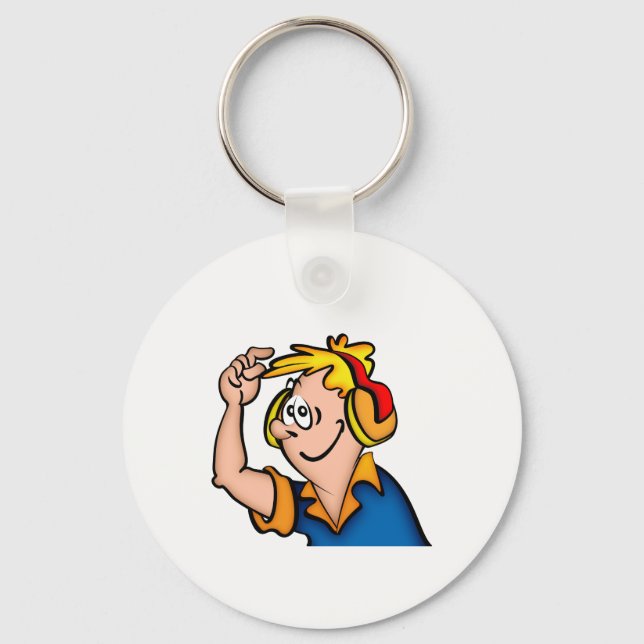 Boy With Headphone Key Ring (Front)