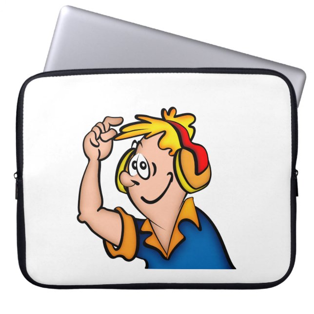 Boy With Headphone Laptop Sleeve (Front)