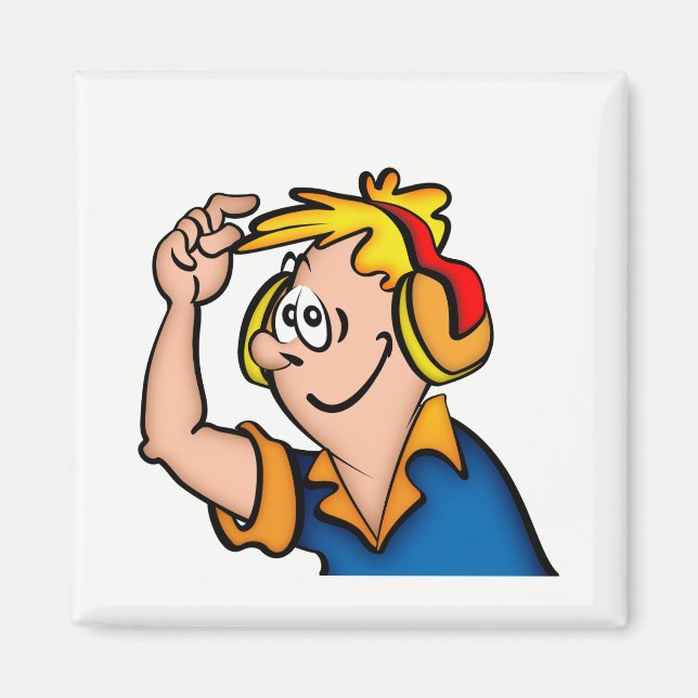 Boy With Headphone Magnet (Front)