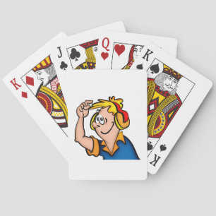 Boy With Headphone Playing Cards