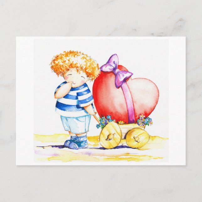 Boy with heart postcard (Front)