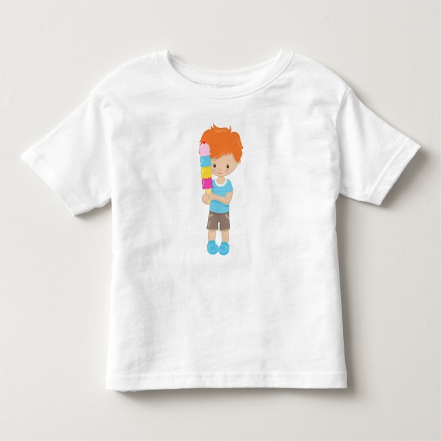 Boy With Ice Cream, Orange Hair, Ice Cream Cone Toddler T-Shirt (Front)