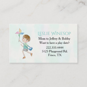 Boy with Pinwheel Mummy Play Date Card