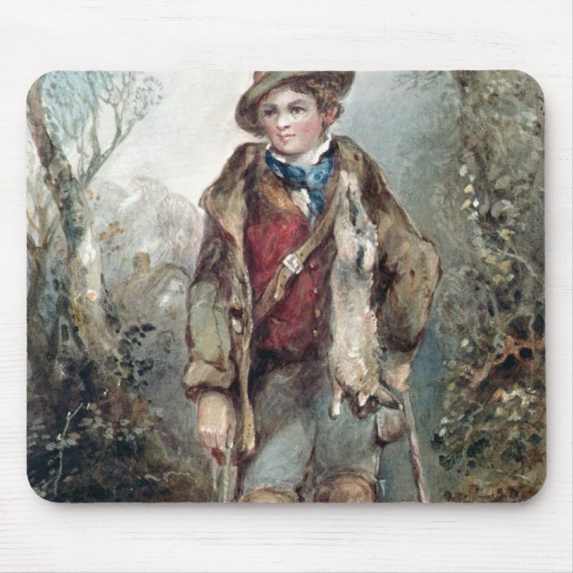 Boy with Rabbits Mouse Pad (Front)