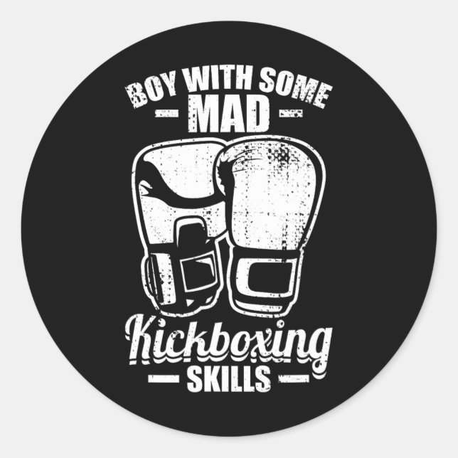 Boy With Some Mad Kickboxing Skills  Classic Round Sticker (Front)