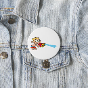Boy with Water Gun Summer Fun 7.5 Cm Round Badge