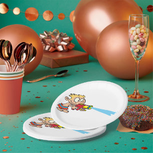 Boy with Water Gun Summer Fun Paper Plate