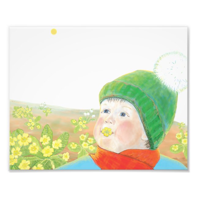 Boy with  Wild Primroses  Photo Print (Front)