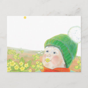 Boy with Wild Primroses Postcard