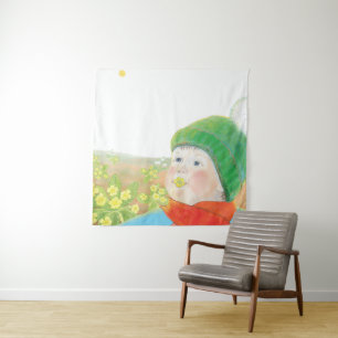 Boy with Wild Primroses Tapestry
