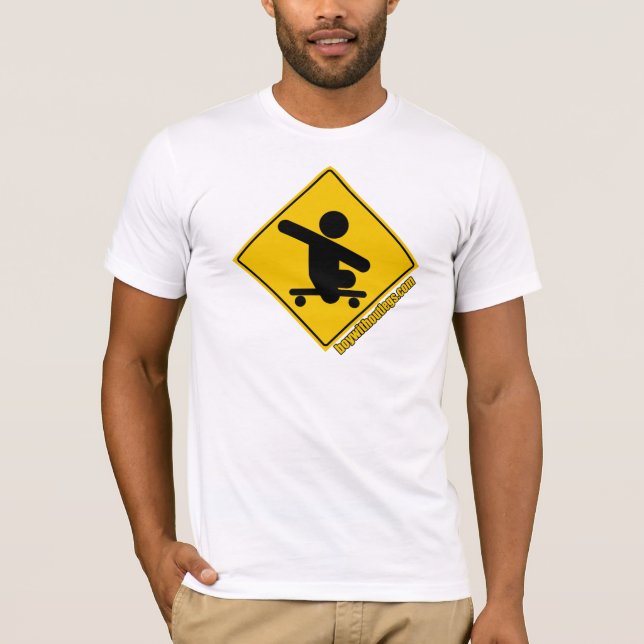 Boy without legs .com skateboard crossing- yellow T-Shirt (Front)