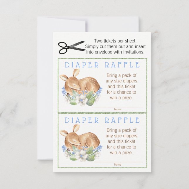 Boy Woodland Deer Diaper Raffle Tickets Invitation (Front)