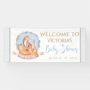 Boy Woodland Fox Fall Winter Baby Shower Banner