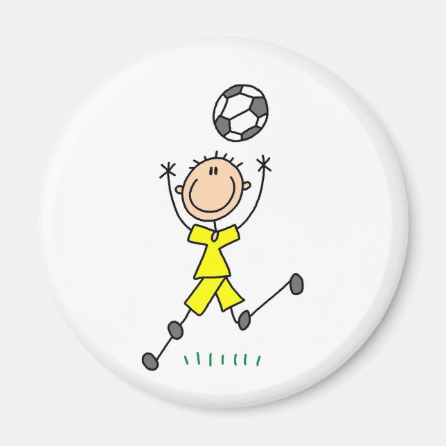 Boy Yellow Soccer Uniform Magnet (Front)