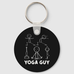 Boy Yoga Guy Exercise Stick Figure Key Ring