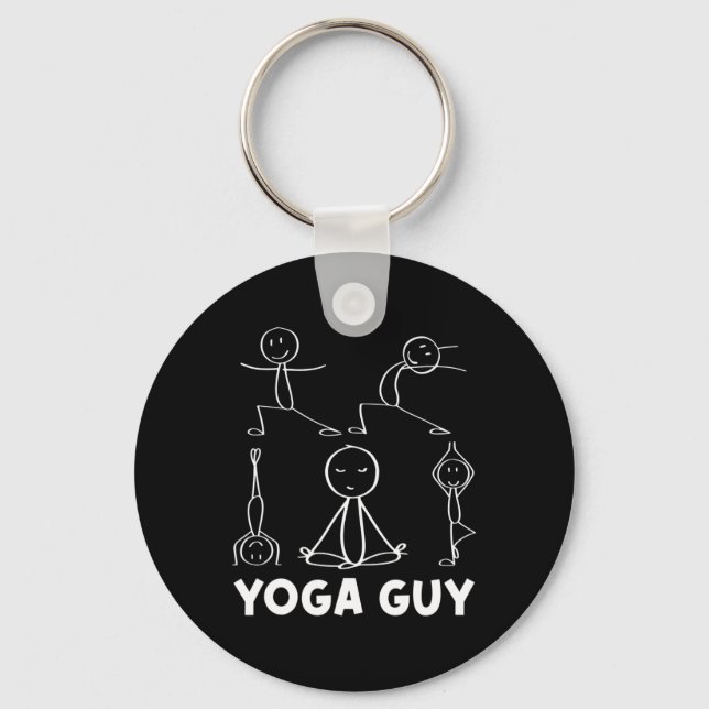 Boy Yoga Guy Exercise Stick Figure  Key Ring (Front)