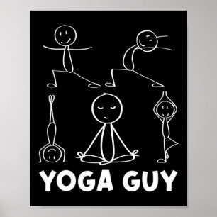 Boy Yoga Guy Exercise Stick Figure Poster