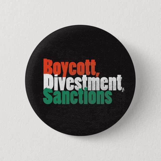 Boycott, Divestment, Sanctions 6 Cm Round Badge (Front)