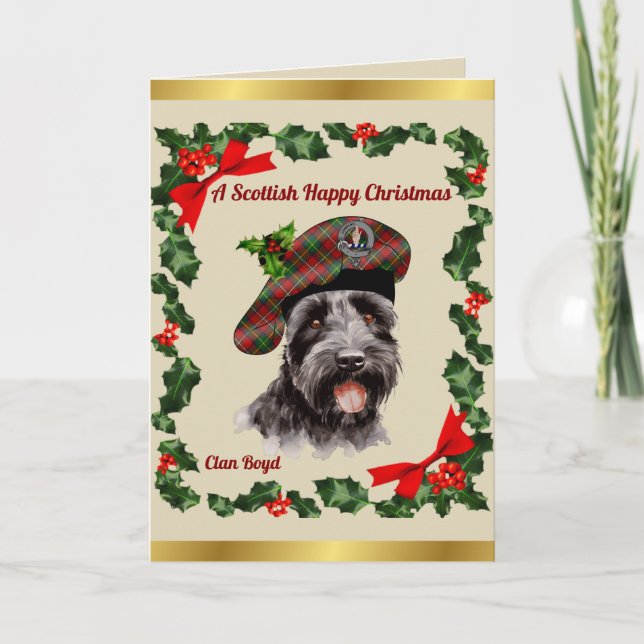 Boyd Scottie Dog Personalised Xmas Card (Front)