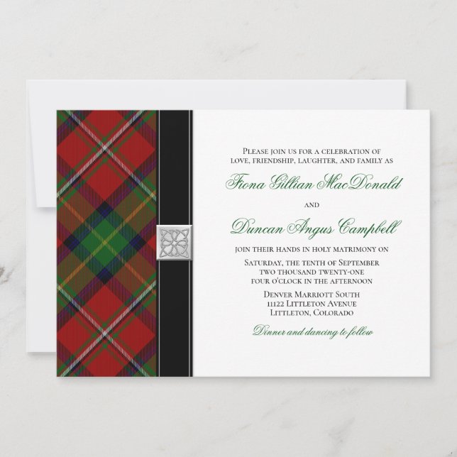 Boyd Tartan Scottish Celtic Wedding Invitation (Front)