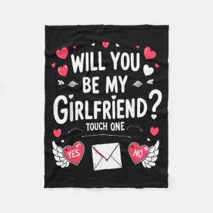 Boyfriend Ask Her Will You Be My Girlfriend Valent Fleece Blanket