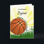 Boyfriend Basketball Birthday Card<br><div class="desc">Give your basketball loving boyfriend a baseball and bat card with an explosive basketball theme! A basketball and bat with the words 'To a wonderful boyfriend'.</div>