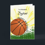 Boyfriend Basketball Birthday Card<br><div class="desc">Give your basketball loving boyfriend a baseball and bat card with an explosive basketball theme! A basketball and bat with the words 'To a wonderful boyfriend'.</div>