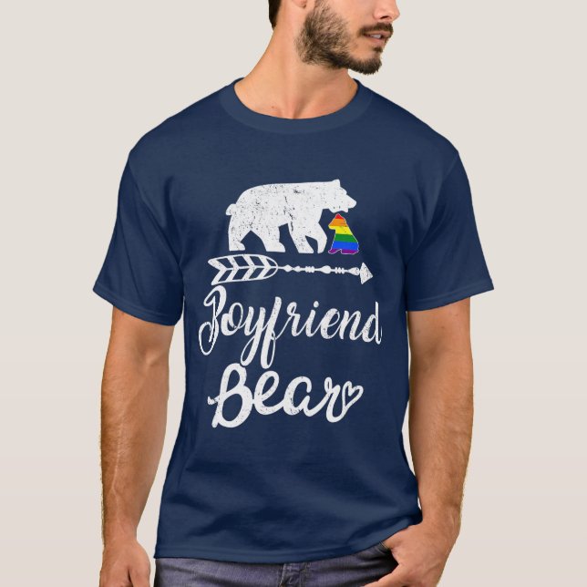 Boyfriend Bear LGB Christmas Rainbow Pride Gay T-Shirt (Front)