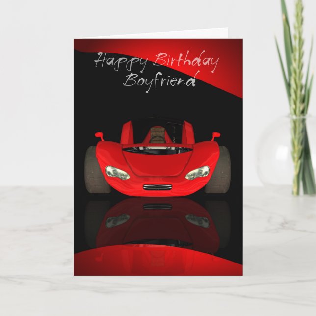 Boyfriend Birthday Card With Red Sports Car (Front)