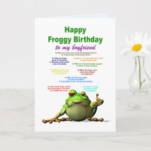 Boyfriend, Birthday, Frog Jokes Card