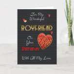 Boyfriend, Birthday With Gold Effect And Hearts Card<br><div class="desc">A modern birthday card for your loved one,  with embossed effect text and hearts (digitally designed they are not really embossed just have that effect) Stylish romantic and modern but remaining perfect for Men with colours and sentiments.</div>