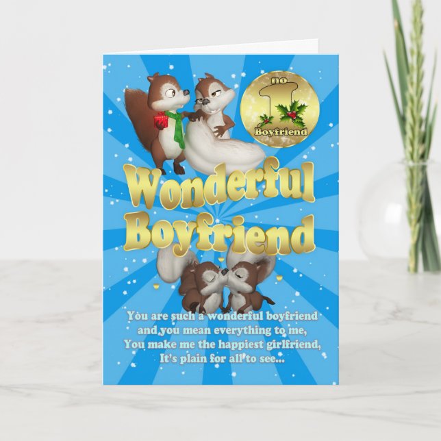 Boyfriend Christmas Card - Love Squirrels (Front)