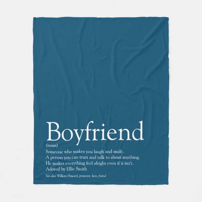 Boyfriend Definition Cool Fun Blue Fleece Blanket (Front)