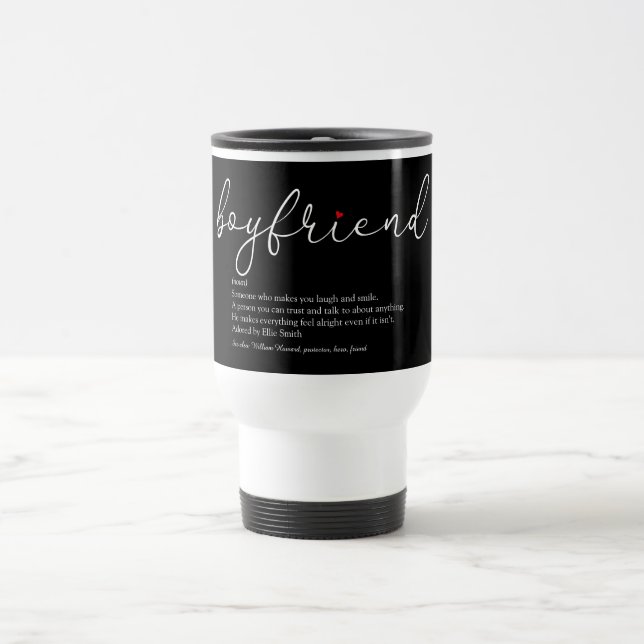 Boyfriend Definition Script Love Heart Elegant Travel Mug (Center)