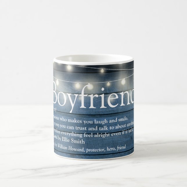 Boyfriend Definition String Lights Blue Rustic Coffee Mug (Center)