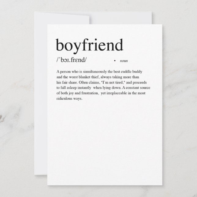 Boyfriend Definition Valentine's Card (Front)