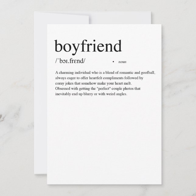 Boyfriend Definition Valentine's Day Card (Front)